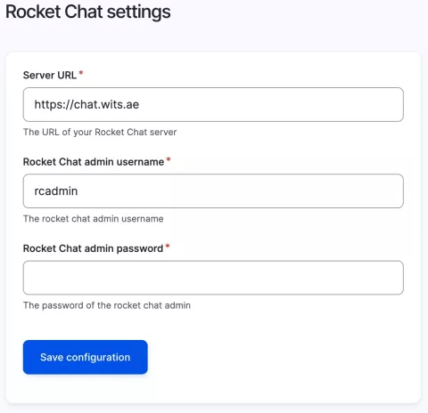Rocket.Chat Drupal Module configurations 1