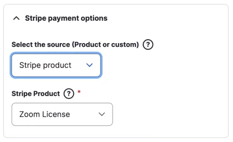Stripe Webform Payment configuration- Product Source